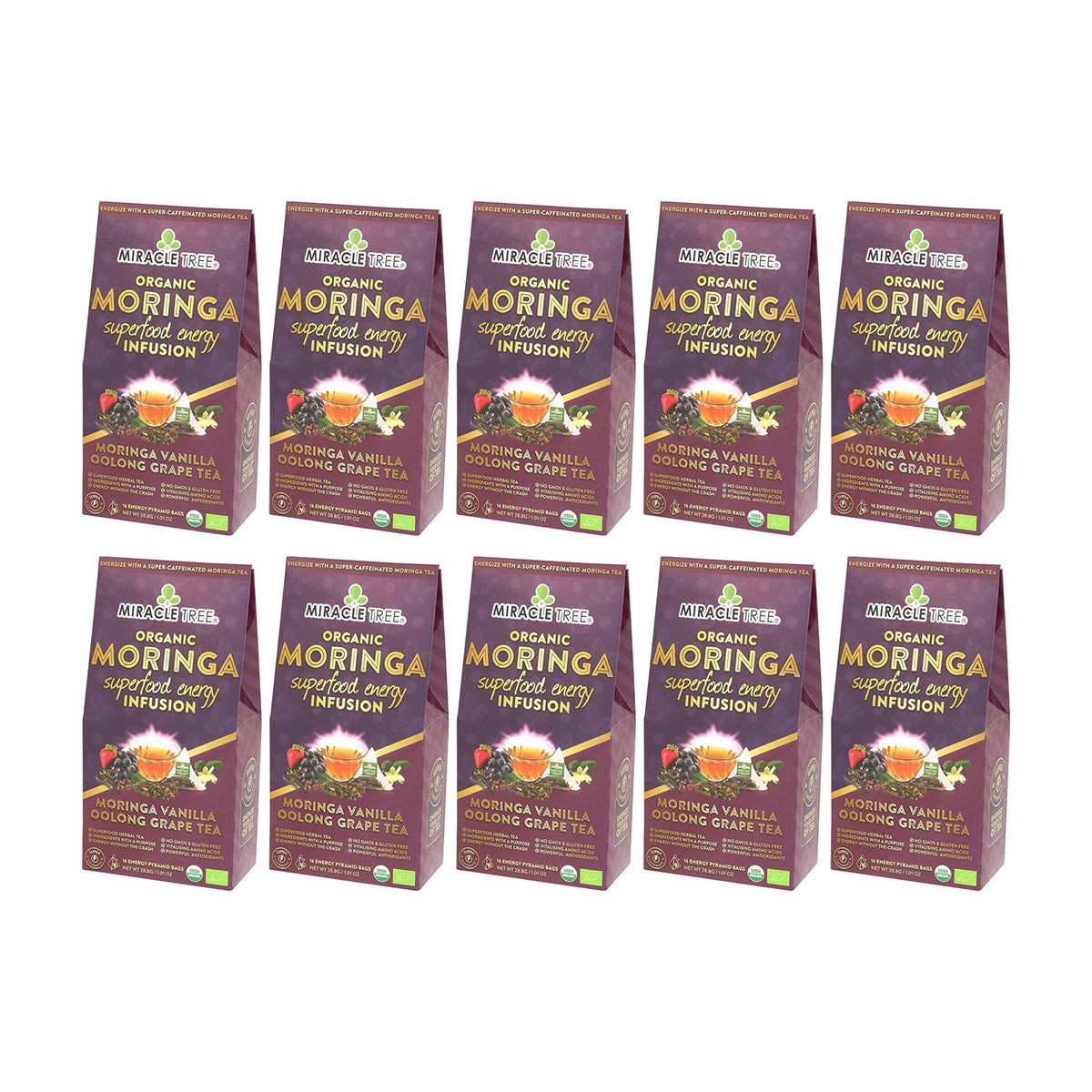 Organic Moringa Energy Tea - Vanilla Oolong Grape - Natural Coffee Alternative